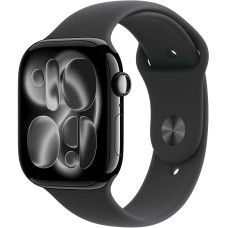 Apple Watch Series 11 GPS 46mm Jet Black Aluminium Case with Black Sport Band - S/M (MEUW4RK/A)