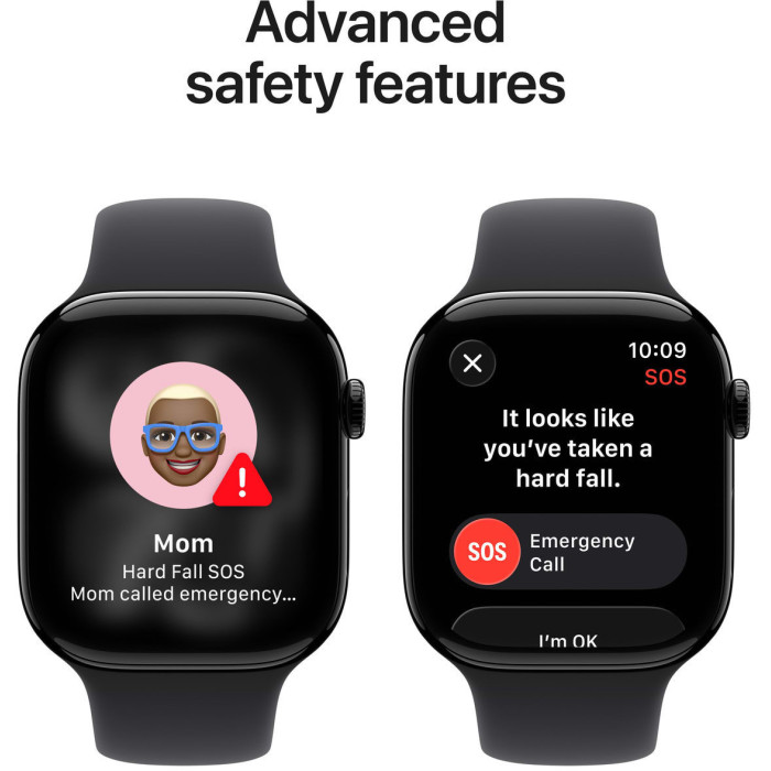 Apple Watch Series 11 GPS 46mm Jet Black Aluminium Case with Black Sport Band - S/M (MEUW4RK/A)