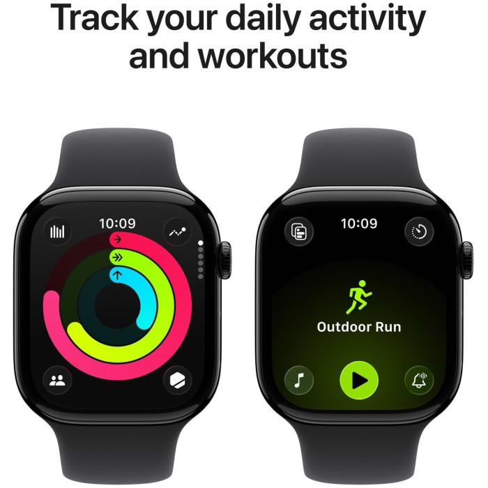 Apple Watch Series 11 GPS 46mm Jet Black Aluminium Case with Black Sport Band - M/L (MEUX4RK/A)
