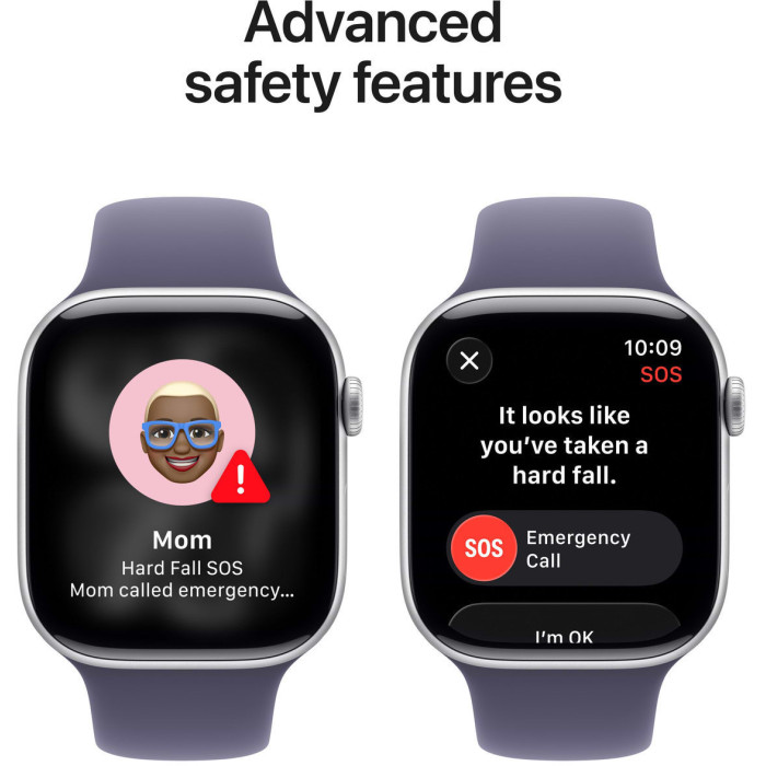 Apple Watch Series 11 GPS 46mm Silver Aluminium Case with Purple Fog Sport Band - S/M (MEV94RK/A)