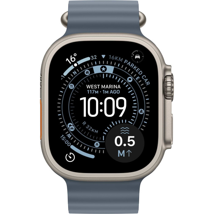 Apple Watch Ultra 3 GPS + Cellular 49mm Natural Titanium Case with Anchor Blue Ocean Band (MEWH4QP/A)